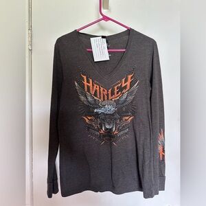 Harley-Davidson Dark Gray Long Sleeve with Orange Graphic